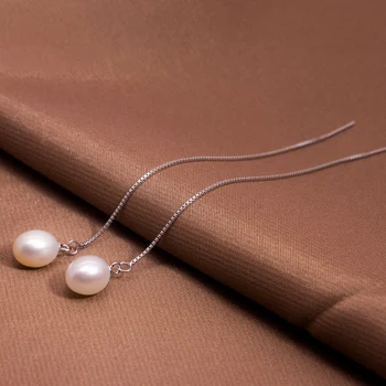 

925 Pure Tremella Nail Pendeloque Cut Pearl Ear Line Length Fund Temperament Earrings Woman 2019 Eardrop Tassels