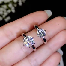 BOEYCJR Классический 925 серебро 1ct/2ct D Цвет Moissanite VVS обручальное свадебное кольцо с бриллиантом с национальным сертификатом для женщин