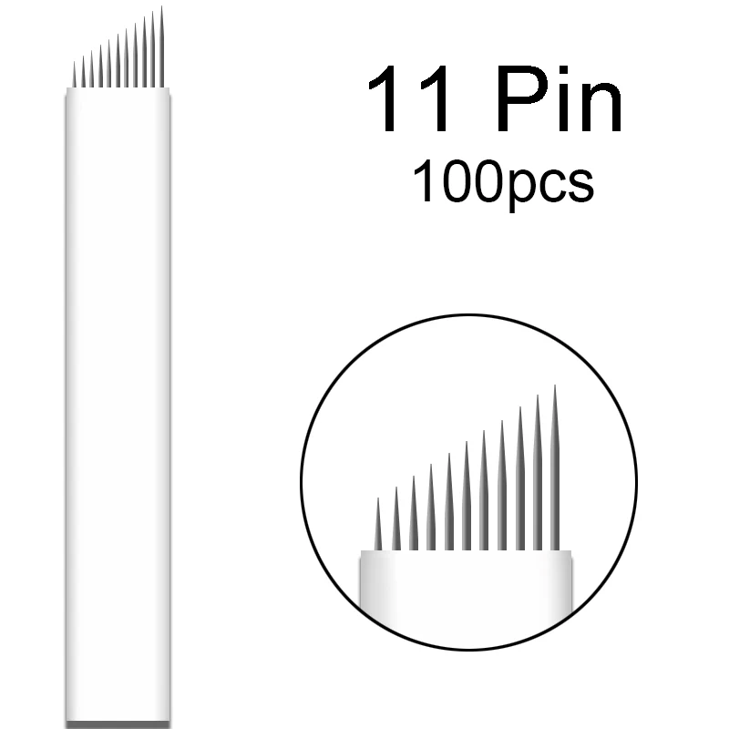 Lamina 11 Flex Белые микроблейдинг Иглы для татуировки Laminas руководство для tebori pen 7 9 11 12 14 гибкие лезвия u-образный Перманентный макияж иглы Лезвия - Габаритные размеры: Lamina 11 Flex