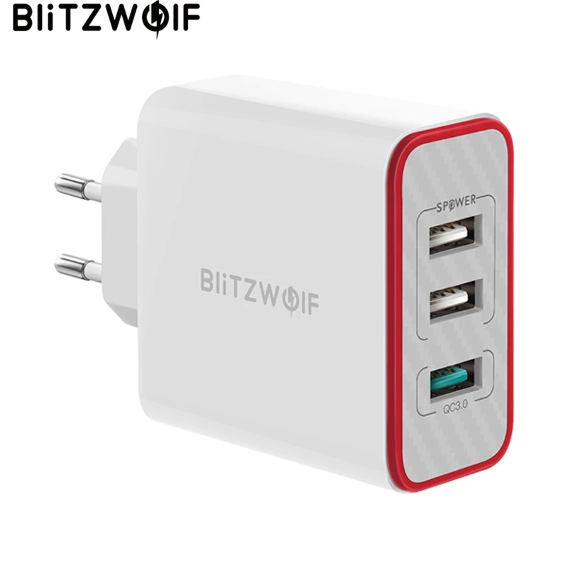 Цена BlitzWolf BW PL2 30 Вт QC3.0 FCP 3 порта универсальное font b USB b font зарядное устройство для путешествий настенное зарядное устройство ЕС адаптер для iPhone для huawei дл...