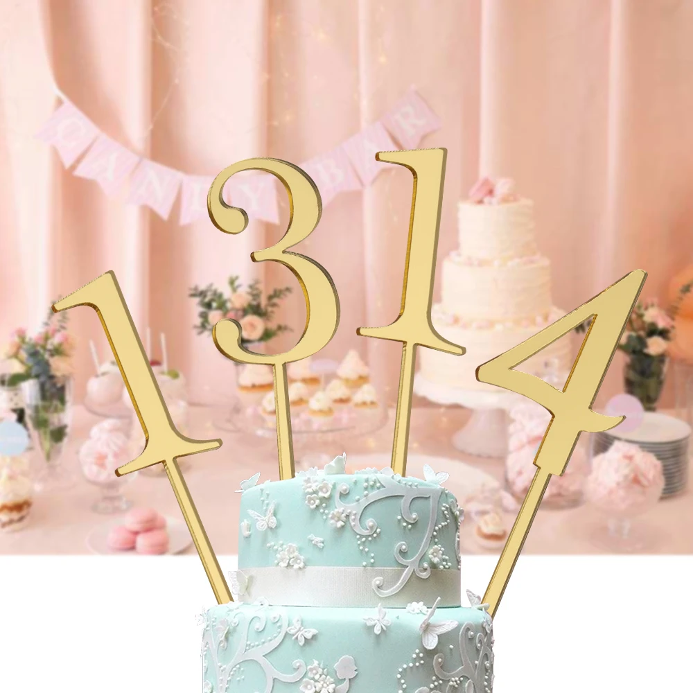 1/3 шт цветные акриловые из метала золотого цвета номер торт Топпер Baby Shower Детские
