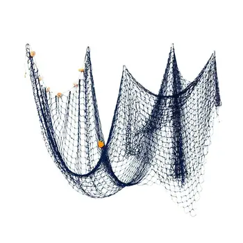 

Nautical Fishing Net Decoration Fishing Net Wall Hangings Decoration Mediterranean Style Photographing Sea Theme Fish Net (Blue)
