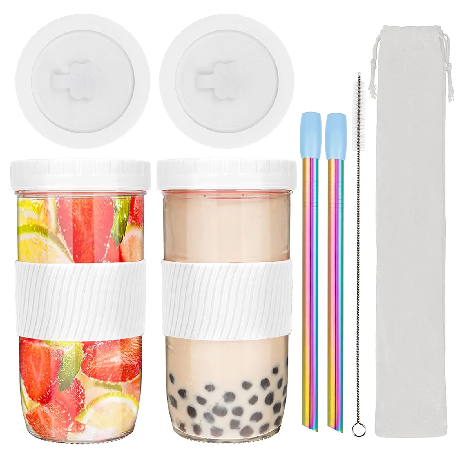 24 oz Reusable Boba Cup Smoothie Tumbler with Resealable Lid Plug, Double  Wall Insulated, Bubble Tea Cup, Reusable Boba Straw for Boba Pearls,  Leakproof Kawaii Cup, Wide Stainless Steel Straw (Black) 