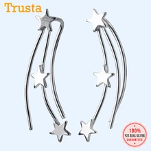Trusta 925 пробы серебряные серьги женские ювелирные изделия прекрасные 925 серьги-гвоздики "Звёзды" подарок для школьниц подростков леди DS1389