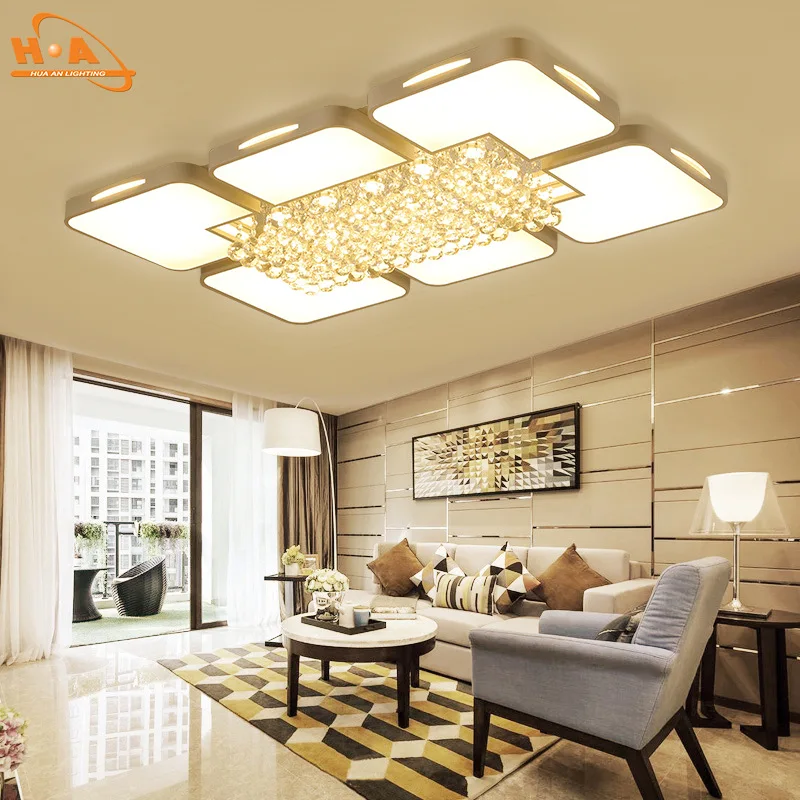 

Living Room Ceiling Lamp Modern Minimalist Creative Super Bright Rectangular Creative Crystal Bedroom Remote Control Dimming Lam