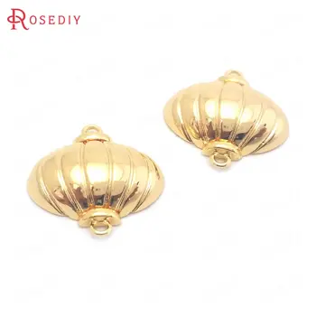 

(38442)10PCS 17x16.5MM 24K Gold Color Brass 2 Holes Lantern Charms Pendants High Quality Jewelry Making Supplies Diy Accessories