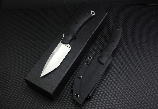 Высокое качество открытый прямой нож D2 сатин/черный камень мыть Танто-лезвие черный G10 Полный Тан ручка с Kydex H1103