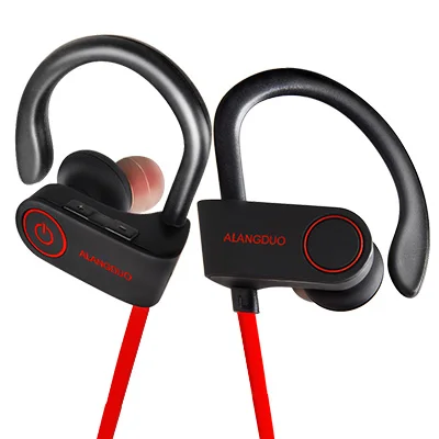 Red ALANGDUO G6 беспроводные bluetooth-наушники с микрофоном, ушные крючки, спортивные наушники, гарнитура громкой связи для Android и для IOS телефона - Цвет: Red