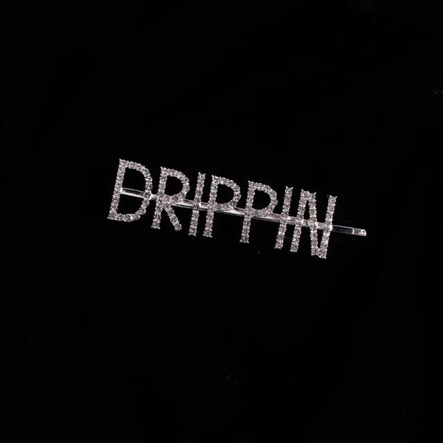 drippin 1 шт. блестящие заколки для волос с буквенным принтом, блестящие стразы с буквенным принтом, заколки для волос для женщин, инструмент для укладки волос, алмазные аксессуары для волос - Цвет: drippin
