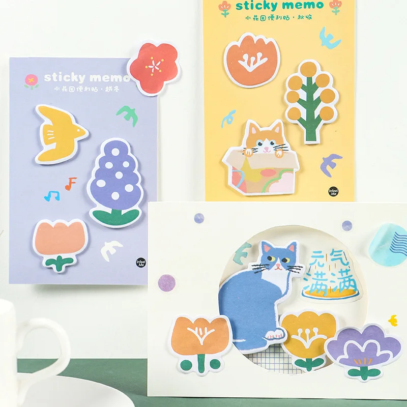 Милый Кот и цветок серии memo pad Kawaii канцелярские N Times бумага для заметок на клейкой основе, дневник DIY блокнот школьные офисные поставки Papeleria