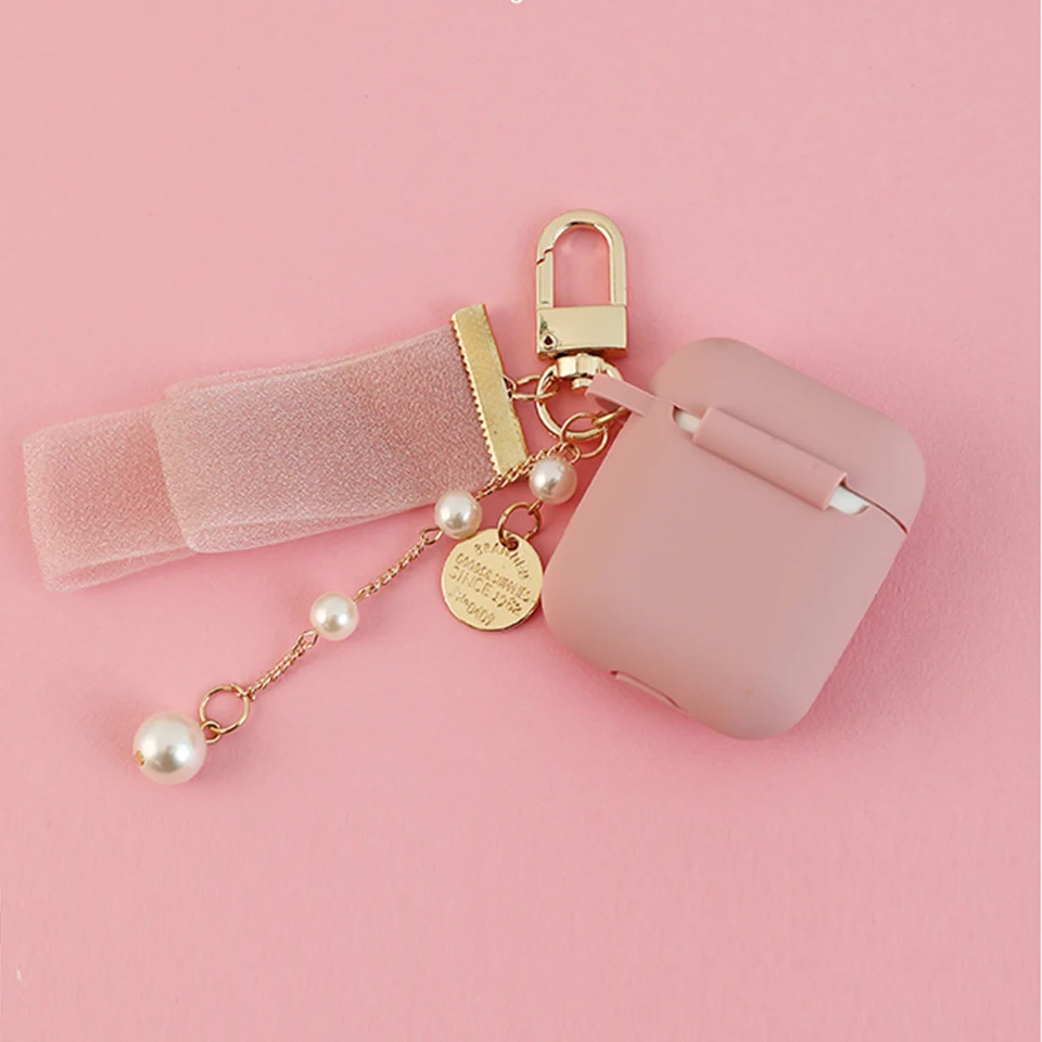 Милый мягкий чехол для Apple Airpods 1 2 Аксессуары Bluetooth наушники сумка коробка Роскошная жемчужная подвеска с кисточкой брелок Подарки для женщин