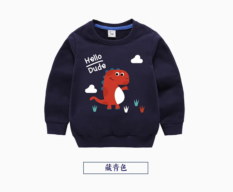 Детская футболка Boys'New/одежда с динозаврами на весну и осень года, топ с длинными рукавами для девочек и малышей
