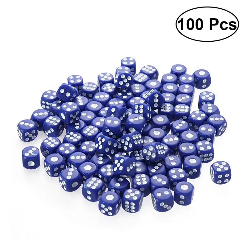 100 пластиковые игральные кости 6 Сторона Цветные Кубики для KTV вечерние бар игры-#15(черный