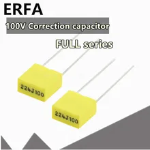 

100pcs 100V Correction capacitor Polypropylene Safety Plastic Film 100V 1nF ~ 470nF 100nf 220nf 10nf 47nf 22nf 1nf 0.47uf 0.1uf