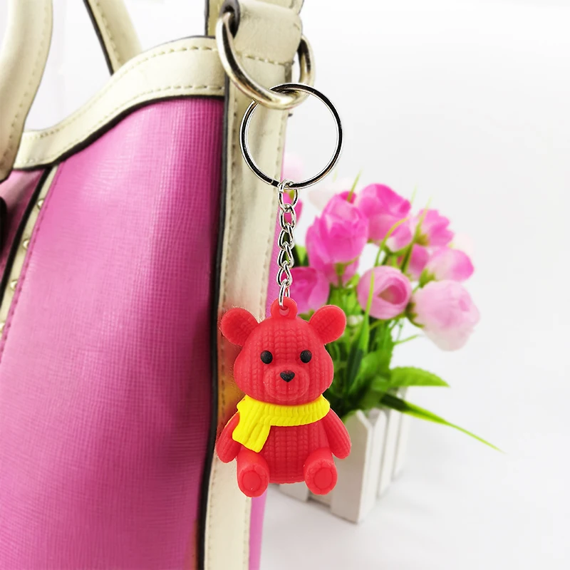 ПВХ мягкий пластиковый шарф ключ с медведем Кольцо Кулон Meng Xiong Gongzi офис ключи украшения