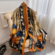 2021 luxury brand women scarf fashion print silk scarves summer shawls and wraps soft pashmina lady bandana foulard hijabs