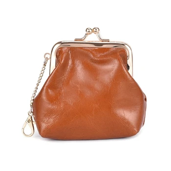 

Portable Leather Coin Card Key Ring Wallet Pouch Mini Purse Kiss-Lock Change Bag