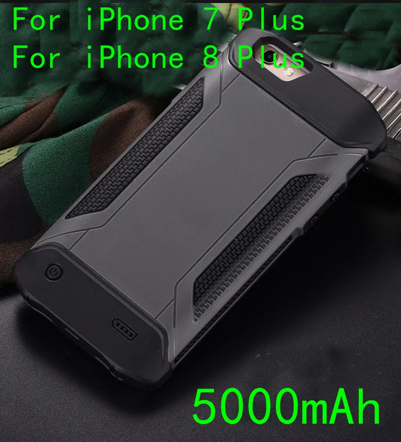 4000/5000 мАч тонкая батарея зарядное устройство чехол для iPhone 7 8 6 6S Plus power Bank ультра тонкий внешний резервный противоударный Аккумулятор Чехол - Цвет: I7P-Gray