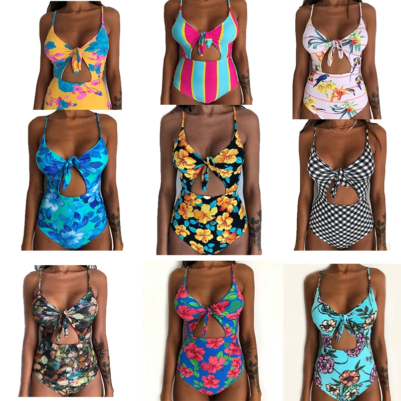 Woman Swimsuit 2020 One Piece Floral Bathing Suit for Women Big Leaf Beach Swimming Vintage Bather Female Swimwear | Спорт и