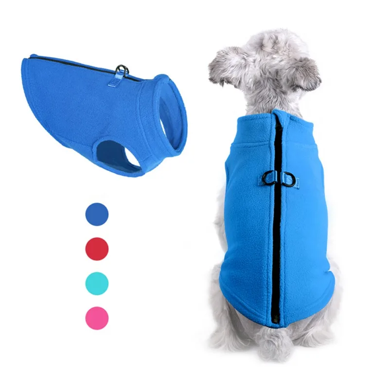 Cozy Fleece Dog Vest with Zipper and Hook