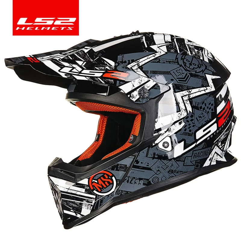 LS2 MX437 бездорожье шлем Байкер безопасность casco ls2 Приключения крест мотоциклетный шлем новейший мотоциклетный шлем без козырька - Цвет: black and gary