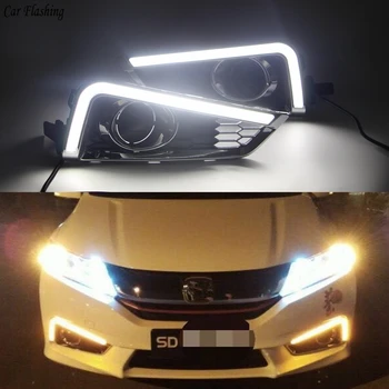 

Car flashing 2pcs LED Daytime Running Light LED DRL For Honda City 2015 2016 With Yellow Turning Function yellow car styling