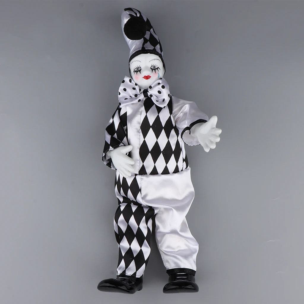 Porcelain Small Clown Doll, Funny Clown Model Figurines Souvenirs Crafts, G