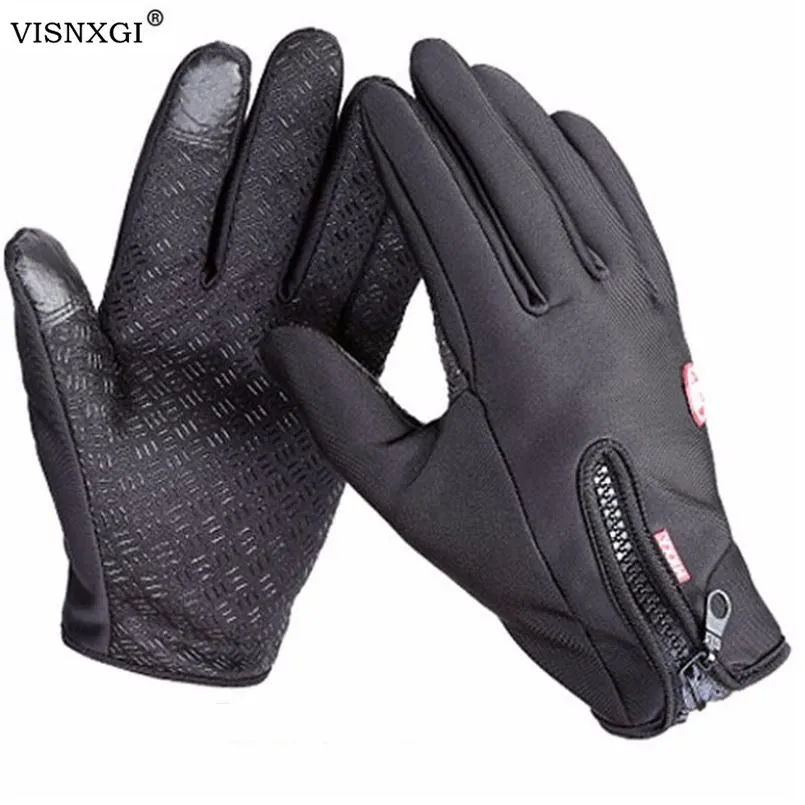 

Windstopper Gloves Anti Slip Windproof Thermal Warm Touch Screen Glove Breathable Tacticos Winter Men Women Black Zipper G016
