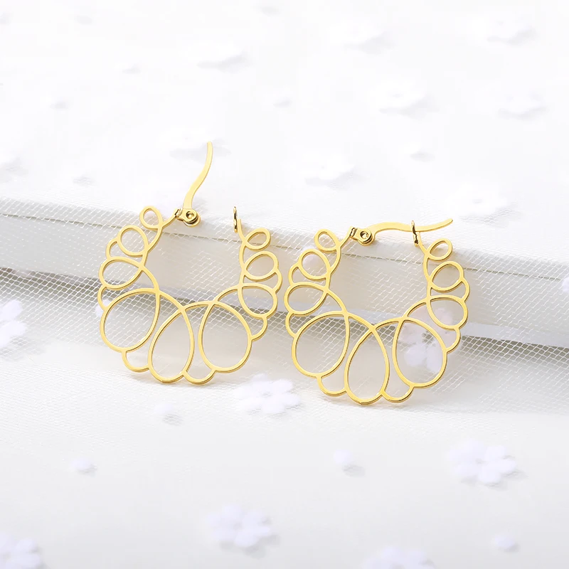 

Boho Irregular Lines Hoop Earrings Fashion Jewelry Stainless Steel Gold Color Circle Dangle Earrings orecchini donna