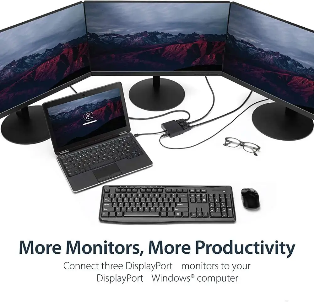 DP1.4 3 Port DisplayPort MST Hub 8K@60Hz DP1.4 to 3x DP Multi Monitor Splitter (MSTDP123DP) For 3 DP Monitor Setup Ultra HD KVM