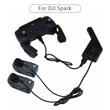 

3 in 1 Intelligent Battery Car Charger for DJI Spark Drone Batteries and Controller Car Connector Charging Adapter USB Port