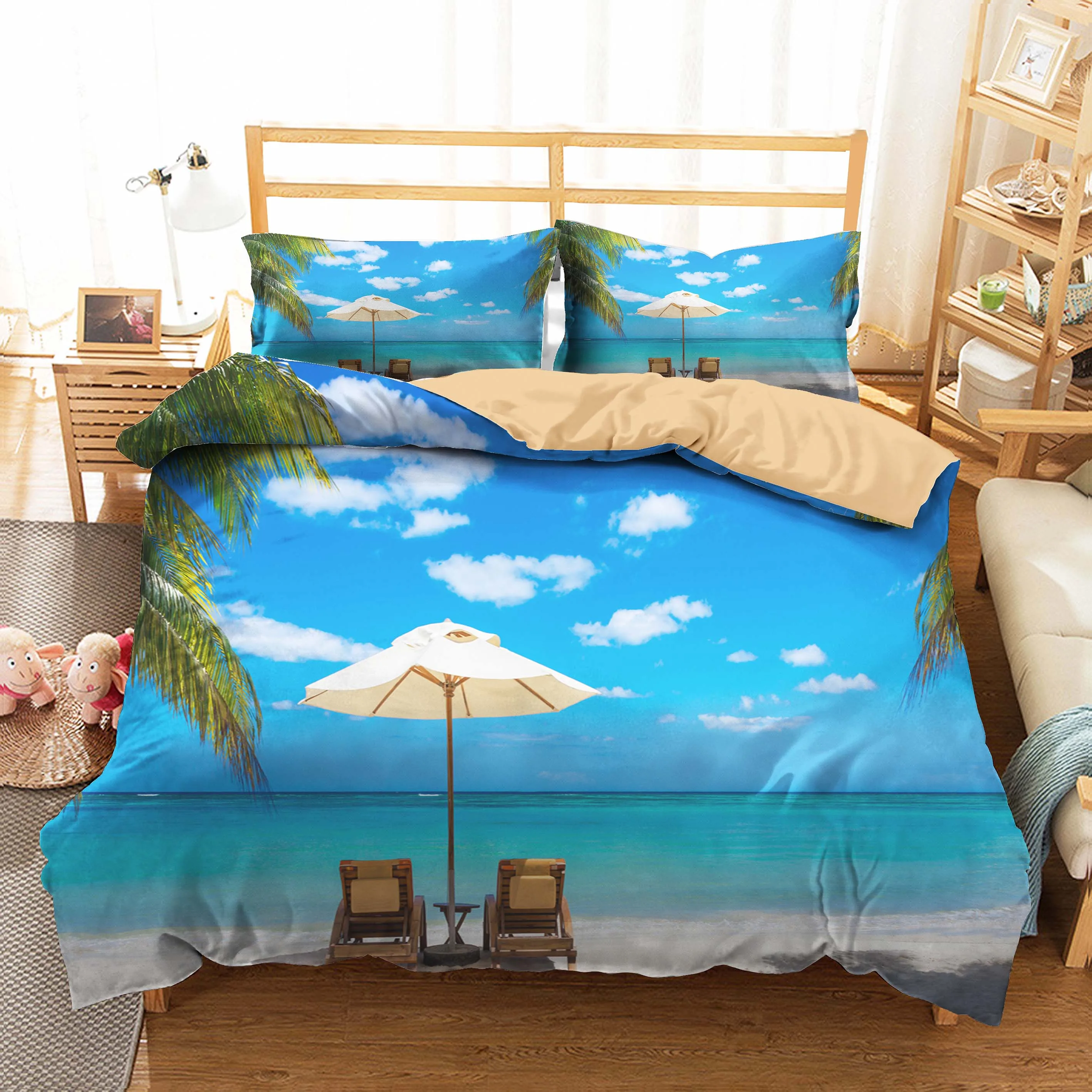 

Comforter Bedding Sets 3D Beach Printed Duvet Cover Home Textiles BnedriKoom Clothes King Queen Size with Pillowcases