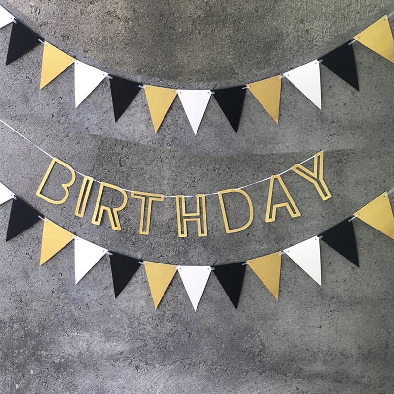 Party Decorations 5 Meters Paper Flags Banner Paper Garland Pennant for New Year Wedding Baby Shower Birthday Garden Tent Decorations