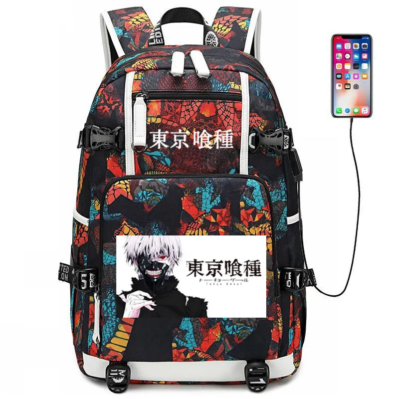 Style 13 Рюкзак с USB портом и изображением змеи из аниме, школьники подростки, школьная сумка, дорожная сумка для ноутбука - Цвет: Style 13