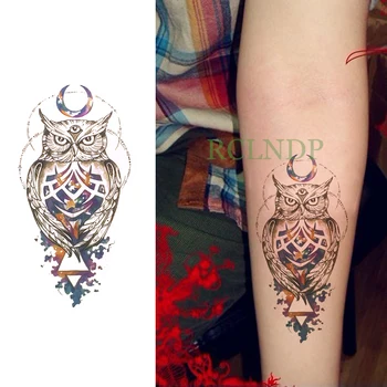 

Waterproof Temporary Tattoo Sticker Owl Moon Fake Tatto Flash Tatoo Back Leg Arm belly big size for Women girl Men body art