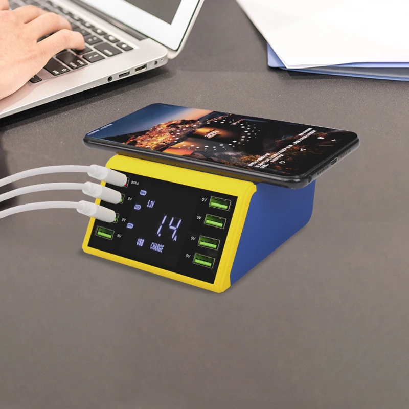 8A USB Смарт Цифровой дисплей зарядное устройство механик iCharge8 мобильный телефон планшет мульти-интерфейс 9 Защита беспроводное быстрое зарядное устройство