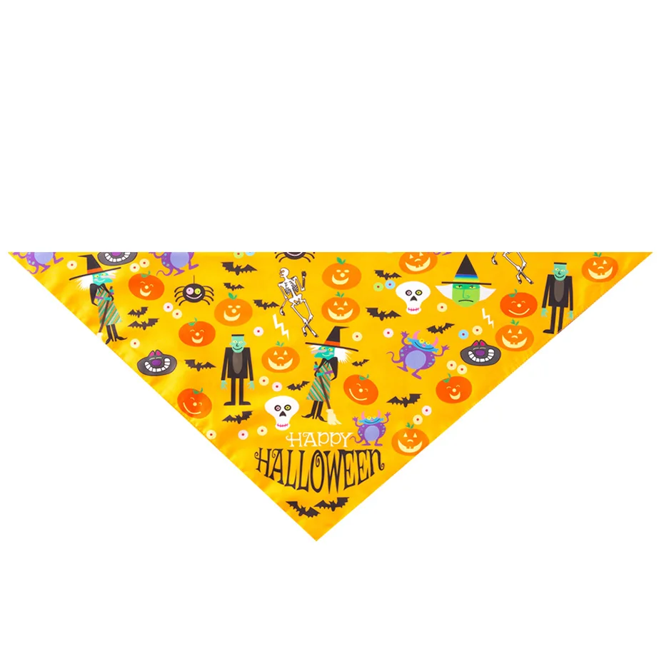 Yellow Happy Hallowe Хэллоуин для домашней собаки Тыква треугольная для маленькой большой собаки нагрудники полотенце шарф Рождественский Рисунок щенок уход за питомцем костюм аксессуары - Цвет: Yellow Happy Hallowe