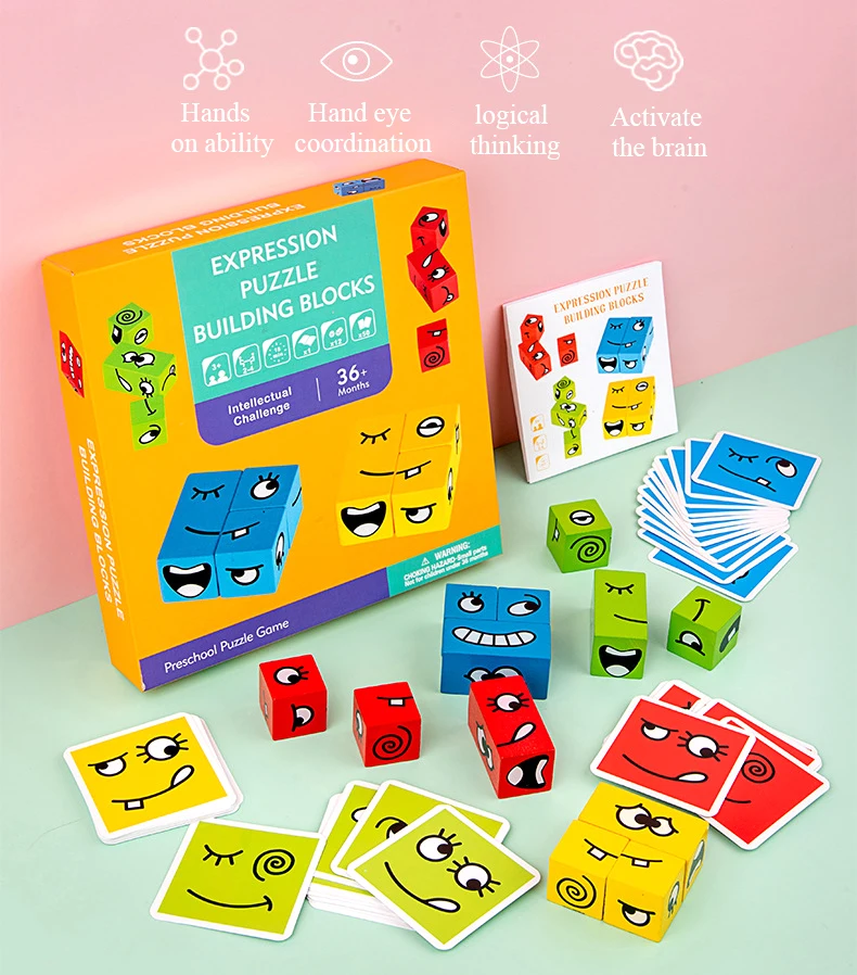 Newest Arrival Cartoon Cube face changing cube building blocks Montessori Anxiety Stress Relief Toys For Children | Игрушки и хобби