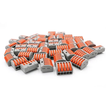 

50pcs PCT-215 5 pole Compact Wire Cable Wiring Connector Conductor Terminal Block With Lever 0.08-2.5mm2 Universal Compact