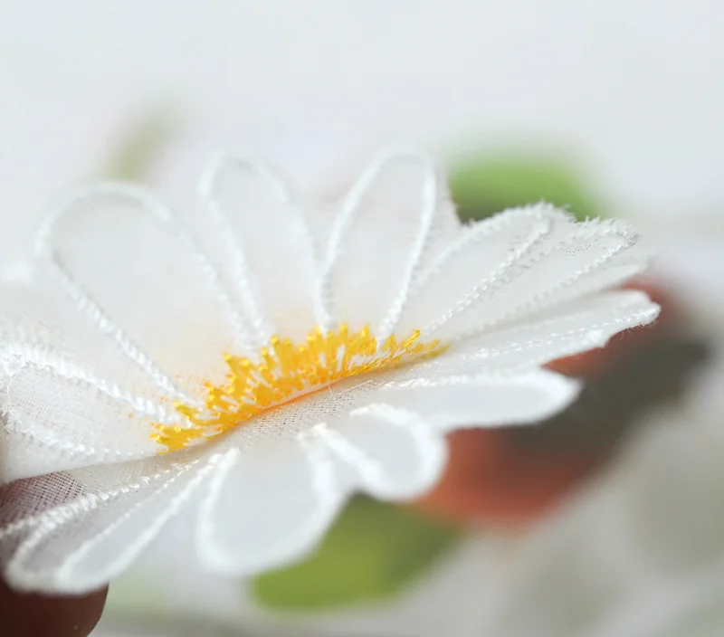 6 шт./лот вышитая ромашка из органзы Цветочная аппликация на одежду сделай сам