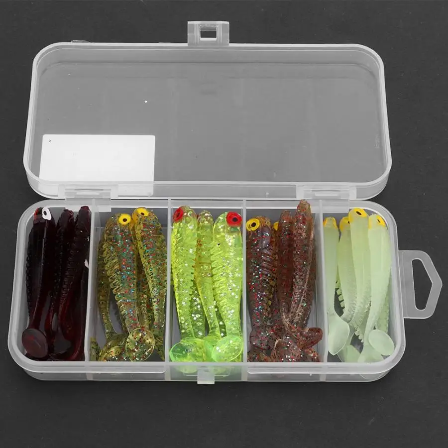 

30Pcs Fishing Baits Multicolor Life-Like Fishing Lures Artificial Fishing Baits Soft Lures T Tail Crankbait Set Accessories