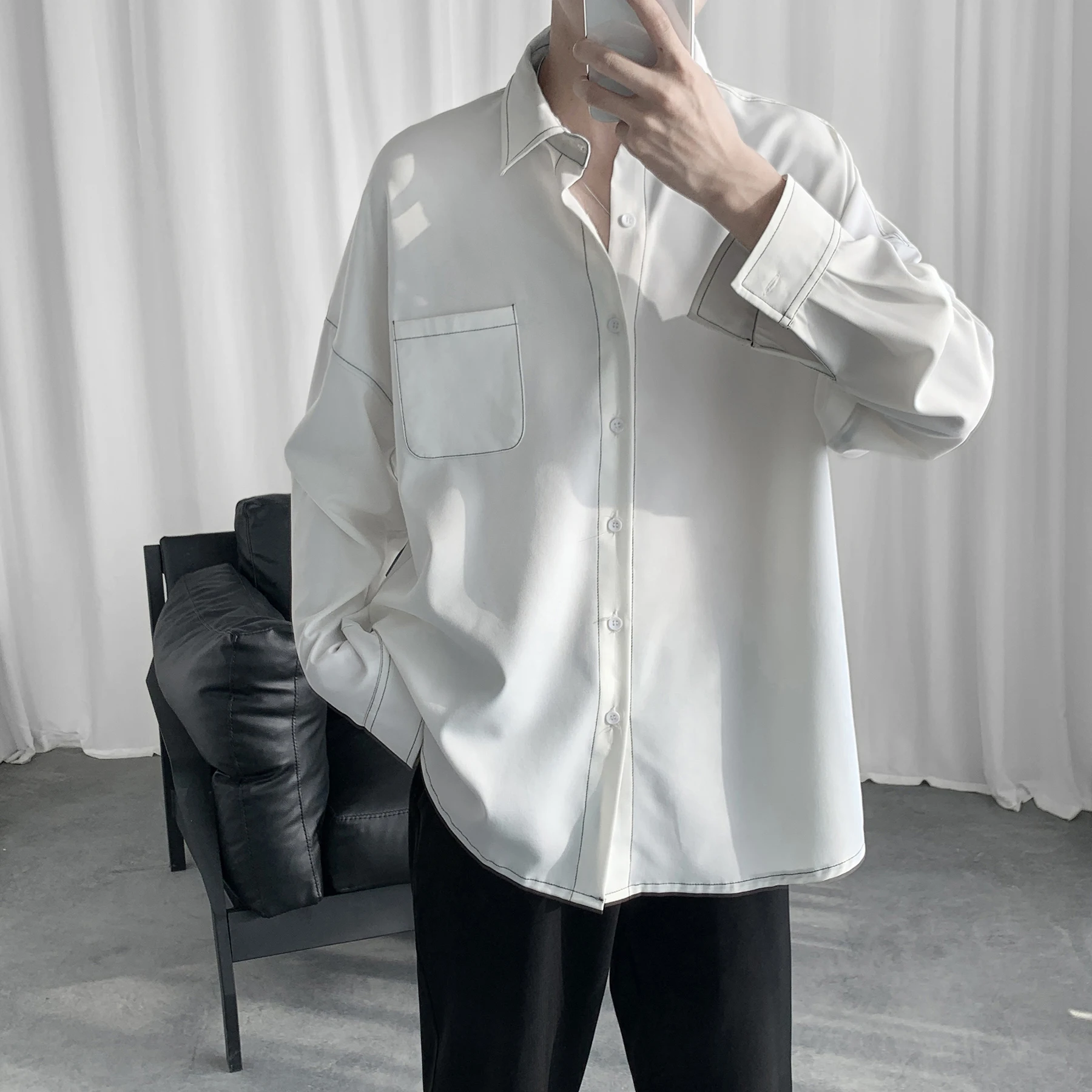Long Sleeve Shirt Men Oversized Fashion 