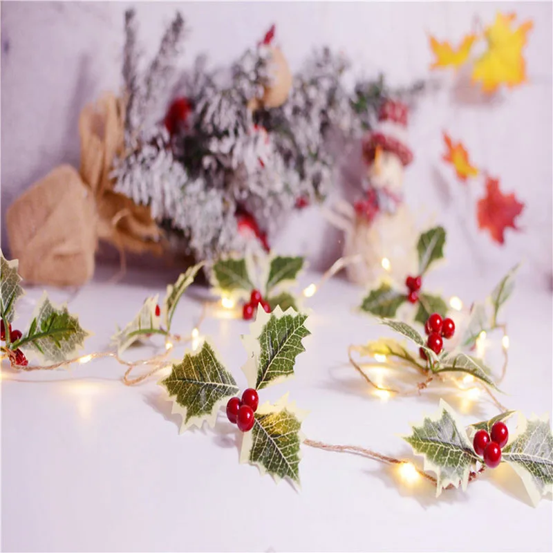Рождественские украшения для дома, рождественские сосновые шишки, светодиодный светильник из медной проволоки, декоративные светильники с фруктами