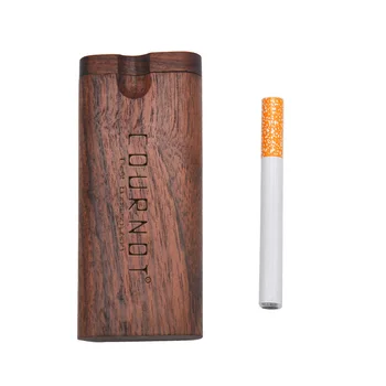 

Cournot Rose Wood Dugout Digger One Hitter Pipe Natural Wood Stash Box with Ceramic One Hitter Smoking Hand Pipe Storage Box
