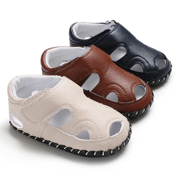

New Summer Cute Baby Boy Closed Toe Soft Sole Anti-slip Crib Shoes Infant Shoes First Walkers Walking Shoes 0-18 Month