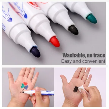 

12pcs/box Fiber Nib Whiteboard Pen Calligraph Drawing Recording Large Capacity Smooth Writing Office School Erasable Marker