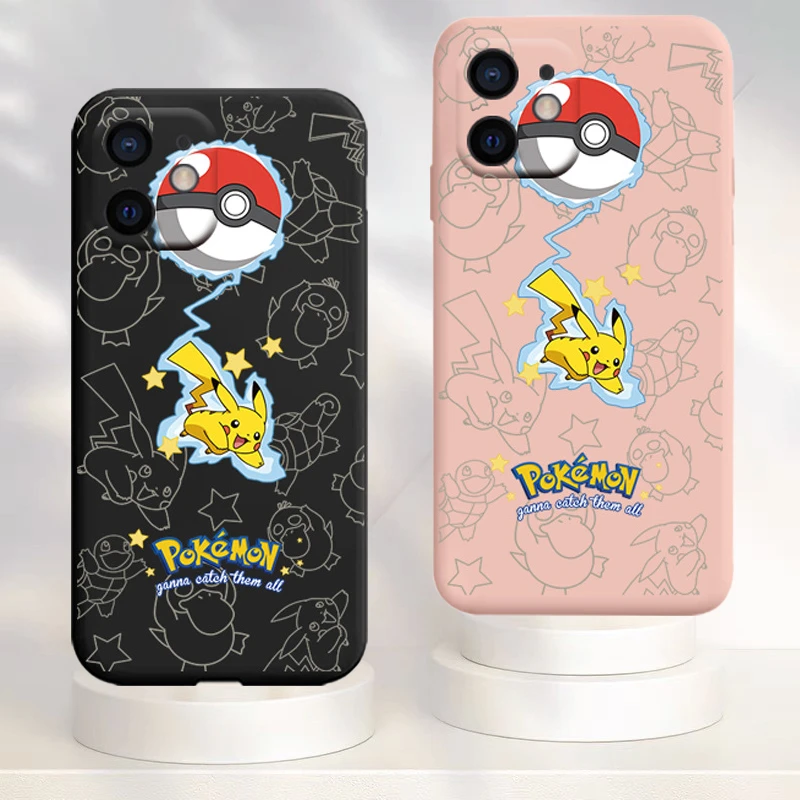 Pokemon Pikachu Phone Case For Iphone 11 12 13 Pro Max 6 6s 7 8 Plus Xs Xr Kawaii Pikachu Figures Silicone Phone Case Kids Toys Action Figures Aliexpress
