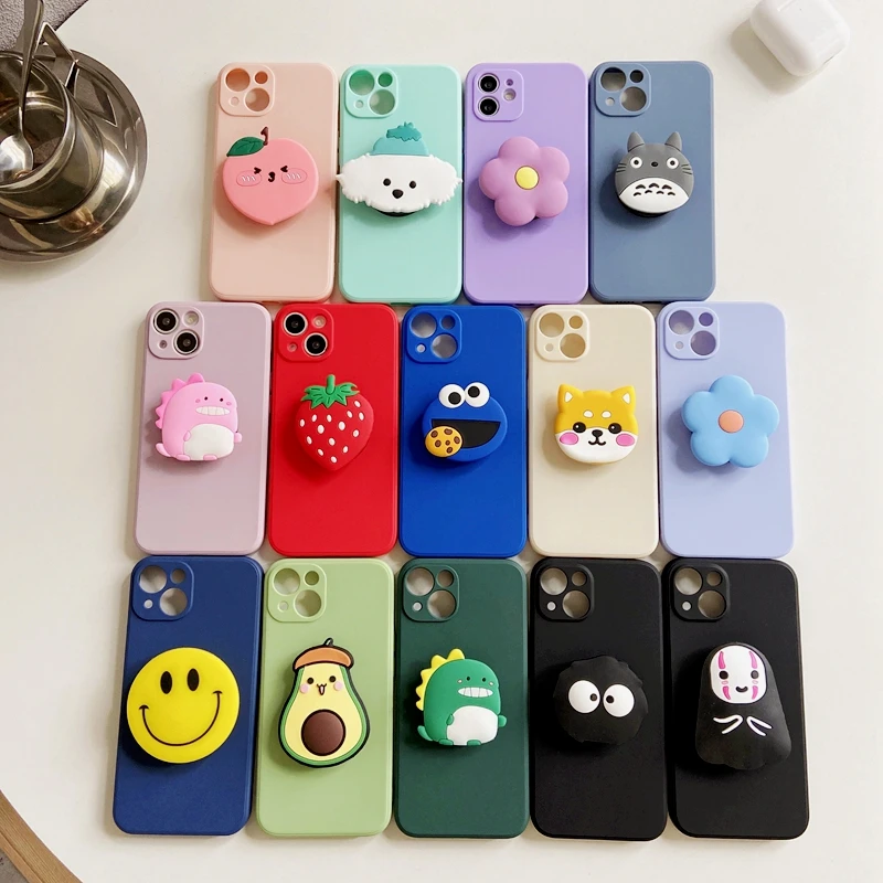 For Samsung Galaxy S22 Ultra Stand Holder Phone Case For Galaxy S21 Plus S20 FE A52 A72 A71 A51 A50 A32 A22 A13 A33 Square Cover kawaii samsung cases