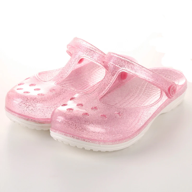 Women Sandals Women Flats Comfortable Sandals Imitation Leather Clogs EOFK Summer Women Sandals Clogs Glitter Shinny Colors Lady Jelly Flat Comfort Sandals Hoof Shoes