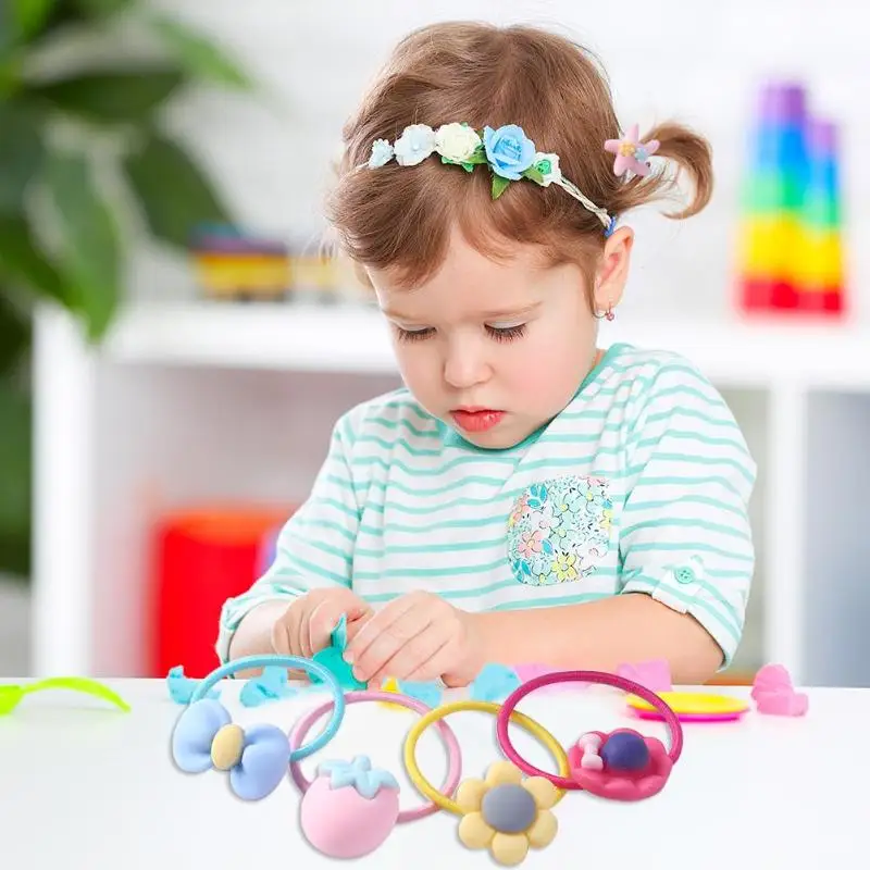 20pcs Cartoon Cute Elastic Hair Bands Kids Girls Rubber Bands w/ Gift Box Hair AccessoriesBaby Headdress women Hair Ropes
